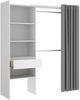 Dmora Großer Kleiderschrank Arim, Struktur für begehbaren Kleiderschrank, offener Kleiderbügel, 160 x 50 x 205 cm, Weiß und Grau Bild 5