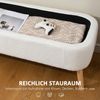Sitzbank mit Stauraum, Fleece & Kautschukholz, 120x42x45 cm, Cremeweiß Bild 5