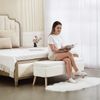 Sitzbank mit Stauraum, Fleece & Kautschukholz, 120x42x45 cm, Cremeweiß Bild 3
