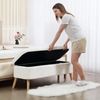 Sitzbank mit Stauraum, Fleece & Kautschukholz, 120x42x45 cm, Cremeweiß Bild 2
