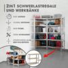 EASYmaxx Schwerlastregal 180 x 90 x 40 cm | Eckregal & 2 Lagerregal | 2625 kg Traglast, 175 kg pro Ebene | Regal und Werkbank | Kellerregal, Lagerregal mit 15 verstellbaren Ablagen Bild 2