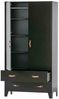 Kleiderschrank Dian aus Kiefer, modern, schwarz lackiert, mit Ledergriffen und viel Stauraum Bild 5