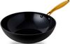 HENSSLERS Wok HSN, Aluminium (1-tlg), BLACK CERAMIC Antihaftbeschichtung, goldener Edelstahlgriff, Induktion Bild 2