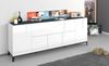 Dmora Kommode Amour, 6-türiges Küchen-Sideboard, Wohnzimmer-Buffet, 100 % Made in Italy, 200 x 40 x 82 cm, glänzendes Weiß und Schiefer, Bild 2