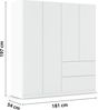 rauch Joel, Kleiderschrank, 4-türig, push-to-open, mit 2 Kleiderstangen und 2 Einlegeböden, Farbe Weiß, BxHxT 181x197x54cm Bild 4