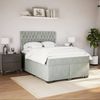 vidaXL Boxspringbett mit Matratze Hellgrau 160x200 cm Samt 3290960 Bild 3