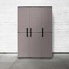 Dmora Amordel Outdoor-Garderobe, Outdoor-Möbel, Mehrzweck-Balkongarderobe, 100 % Made in Italy, Grau und Schwarz, gestreifte Oberfläche, 102 x 37 x 163 cm Bild 2