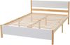 Doppelbett aus Kieferholz mit 15 Latten, stabilem Kopf- und Fußteil sowie Mittelfüßen, klassisches Holzbett für Schlafzimmer, weiß-natur Bild 5