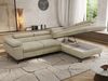 MKS Möbel 'Pablo L-Form' Ecksofa mit Schlaffunktion, verstellbare Kopfstützen, Beige, Samt, Visco Topper, Rechts Bild 3