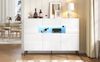 Wohnzimmer-Sideboard mit LED-Beleuchtung, 140 x 30 x 82 cm, 3 Schubladen & 5 Schränke, Weiß Bild 5