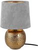LED Tischleuchte Grau/Gold Keramikfuß Samtschirm, Höhe 26cm Bild 2