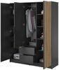 Bettso 'NELLY' Kleiderschrank mit Lamellen und Spiegel, Holzwerkstoff Graphit 200x51x155 cm Bild 3