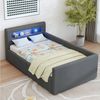 STILVORA Polsterbett 90×200 mit Matratze&Stauraum,Kinderbett mit LED,Naturlicht,Regal&USB (mit LED-Licht und USB-Ladeanschluss, Hydraulischem Stauraum & Regal, Samtstoff, Mit verstellbaren Rückenlehnen und Nachtlicht, 90x200 cm), mit Matratze Bild 3