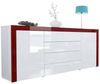 Sideboard Kommode La Paz, Korpus in Weiß Hochglanz / Front in Weiß Hochglanz mit Rahmen in Bordeaux Hochglanz Bild 2