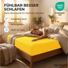 Komfortec Spannbettlaken 180x200 Baumwolle Jersey Bettlaken, Oeko-Tex Zertifiziert für Boxspring, Topper, Rundumgummi für Perfekte Passform, Weich & Atmungsaktiv, Pflegeleicht & Formstabil, Gelb Bild 4