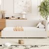 Polsterbett Schlafsofa 90*200 Multifunktionsbett mit 2 großen Stauraumschubladen und Lattenrost hautfreundlicher Samtstoff Beige Bild 2