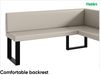 MEBLINI Eckbank für Esszimmer mit ausziehbarem Tisch - Küchenbank - Essecke - Sitzecke Küche - TONI - U-Beine 128x168x87cm Rechts - Beige Kunstleder/M Weiß-Schwarz Hochgl. Bild 5