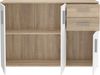 Forte IKOLI Kommode 120, moderne Kommode, 3-türig, 2 Schubladen, Wohn-/Schlafzimmer, Flur, Holzwerkstoff, Weiß mit Sonoma Eiche Holzdekor, 119,6 cm breit x 81,7 cm hoch x 31,4 cm tief Bild 4