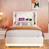 Polsterbett 90×200 cm mit hydraulischem Bettkasten, USB-C, 3-seitiger LED-Beleuchtung, Beige, mit Matratze Bild 4