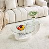 Couchtisch mit Sicherheitsglas H 44 x T 90 x B 70 cm, mehrstufig, MDF in Natursteinoptik, transparent Bild 2