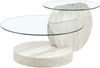 Couchtisch mit Sicherheitsglas H 44 x T 90 x B 70 cm, mehrstufig, MDF in Natursteinoptik, transparent Bild 4
