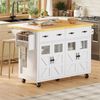 Servierwagen Küchenwagen Kücheninsel ausziehbar Rollwagen mit Glas-Türen Schublade Regale Barwagen Sideboard,Weiß Bild 2