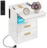 HOMCOM Nachttisch Beistelltisch mit LED-Beleuchtung, 2 AC-Steckdosen, 2 USB-Anschlüsse (Nachtschrank, 1-St, 1 Tisch), mit Ladestation, RGB-LED, Hochglanzoberfläche Bild 2