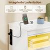 HOMCOM Nachttisch Beistelltisch mit LED-Beleuchtung, 2 AC-Steckdosen, 2 USB-Anschlüsse (Nachtschrank, 1-St, 1 Tisch), mit Ladestation, RGB-LED, Hochglanzoberfläche Bild 4