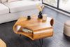 Design Couchtisch LIVE-RANIC 90cm braun Akazienholz mit Stauraum Metallbeine Bild 2
