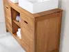 Vente-unique - PULUKAN Waschbeckenmöbel KeramikHolz, Platte Braun - B 50 cm x H 83 cm x L 130 cm Bild 4