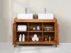 Vente-unique - PULUKAN Waschbeckenmöbel KeramikHolz, Platte Braun - B 50 cm x H 83 cm x L 130 cm Bild 2