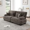 Ecksofa modular 81cm×220cm×77cm aus Chenille in Braun – mit 2 Lendenkissen und 2 Dekokissen Bild 4