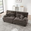 Ecksofa modular 81cm×220cm×77cm aus Chenille in Braun – mit 2 Lendenkissen und 2 Dekokissen Bild 2