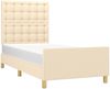 Einzelbett mit Kopfteil Stoff Creme 90x200 cm Bild 3