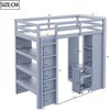 Hochbett 90×200 cm mit Leiter und viel Stauraum, Massivholz, Grau, ohne Matratze Bild 5