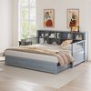 Merax Daybett, Ausziehbares Massivholz-Schlafsofa 90/180x190 cm, Stauschrank mit Ladesteckdose in der Seitenlehne, Mit 2 Schubladen und Lattenrost, Grau Bild 3