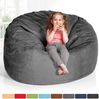 Grean Bean® Jumbo Max Riesensitzsack mit Memory-Schaum Flockenfüllung – Sitzsack XXL aus flauschigem Velours in 4ft (120x70cm) Dunkelgrau – Indoor Lounge-Sitzsack waschbar & gemütlich Bild 4