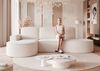Ecksofa Schlafsofa Sofa ARLET in Stoff Abriamo Creme Ottomane Links Bild 2