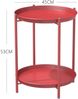 Runder Beistelltisch 2 Ebenen Metall 45x45x53cm Rot für Wohnzimmer Schlafzimmer Bild 3