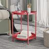 Runder Beistelltisch 2 Ebenen Metall 45x45x53cm Rot für Wohnzimmer Schlafzimmer Bild 2