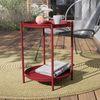 Runder Beistelltisch 2 Ebenen Metall 45x45x53cm Rot für Wohnzimmer Schlafzimmer Bild 4