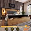 REDOM Massivholzbett mit Bettgestell Lattenrost aus holz (Struraumbett, Doppelbett, Funktionsbett, 1-tlg, 180×200cm, ohne Matratze), mit Leselampe und USB/Type-C Nachttisch und Sitzbank mit Stauraum Bild 3