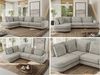 CALENO L-Form Ecksofa 317x225 cm, Massivholz-Rahmen & Wellenfedern, Sitzhöhe 51 cm, modernes Polstersofa rückenecht bezogen & freistehend - Hellgrau Schenille grob gewebt - Links Seite Bild 2