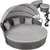 tectake Loungeset Rattan Sonneninsel Santorin - UV-beständig und widerstandsfähig, (Gartenlounge-set Santorin, 5-tlg, geeignet für Outdoor in Grau), klappbares Sonnendach & höhenverstellbare Füße Bild 5