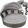 tectake Loungeset Rattan Sonneninsel Santorin - UV-beständig und widerstandsfähig, (Gartenlounge-set Santorin, 5-tlg, geeignet für Outdoor in Grau), klappbares Sonnendach & höhenverstellbare Füße Bild 4