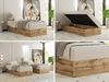 Boxspringbett, Einzelbett WOOD ZERO 90 x 200 cm, Hotelbett ohne Kopfteil, Bett mit Stauraum, 7-Zonen Multipocket-Matratze - Creme Strukture - H4 - Topper Visco Bild 2