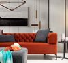 Sitzgruppe/Sofa Set - Wohnzimmergarnitur "Calluna" 3+3+1-Grau/Orange Bild 2