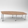 Rheinland Möbel Konferenztisch KONTI 280x130 cm – ovaler Besprechungstisch in Weiß mit silbernen Rundrohrfüßen & 2 Kabelauslässen, erweiterbarer Meetingtisch für 8–10 Personen, moderner XXL-Tisch fürs Büro Bild 2
