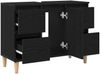 vidaXL Waschbeckenschrank mit Tür Schwarz Eichen-Optik 80 x 33 x 60 cm 862813 Bild 5