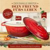 Krustenzauber Bräter Gusseisen Bräter mit Deckel backofengeeignet inkl. Fleischgabel, (Emaille Topf XL - Idealer Schmortopf Kazan), Induktion Oval, Geschenk Weihnachten Bild 2